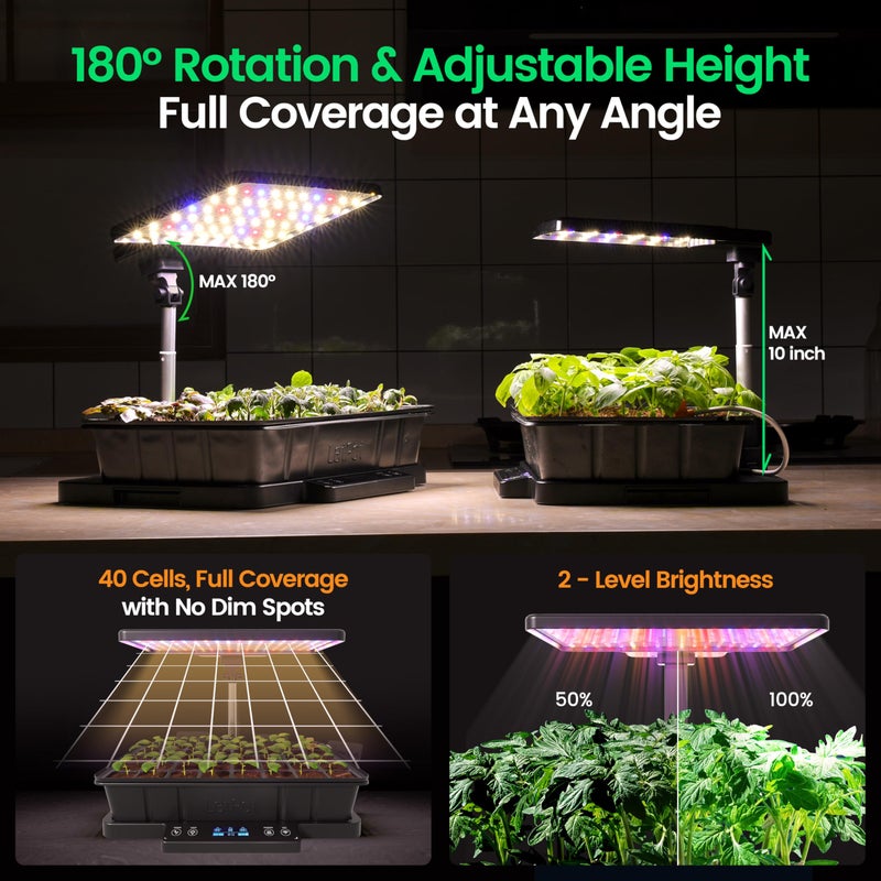 LetPot Smart Seed Starter with Humidity Dome, Germination Kit with Waterproof Seedling Mat, 24W Full Spectrum LED Grow Light, Smart Heating Base, EC Soil Sensor & App Control for Indoor Seed Starting - Image 3