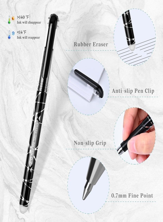 Temiary 12 Pcs Erasable Gel Pens, Make Mistakes Disappear, Fine Point 0.7 mm, No Need for White Correction Tape, Pen with Eraser Used for Completing Sudoku and Crossword Puzzles (Black) - Image 3