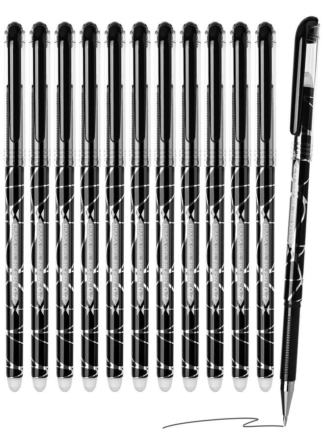 Temiary 12 Pcs Erasable Gel Pens, Make Mistakes Disappear, Fine Point 0.7 mm, No Need for White Correction Tape, Pen with Eraser Used for Completing Sudoku and Crossword Puzzles (Black) - Image 1