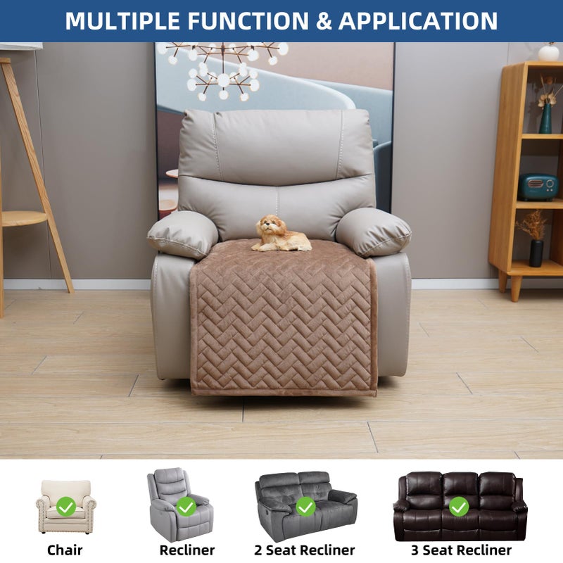 Eismodra Recliner Chair Covers,Recliner Covers That Stay in Place,Washable Recliner Slipcover for Large Recliner 3 Seater Sofa Couch Living Room Loveseat,Light Brown 23 x 39 inches (Only 1 Piece) - Image 2