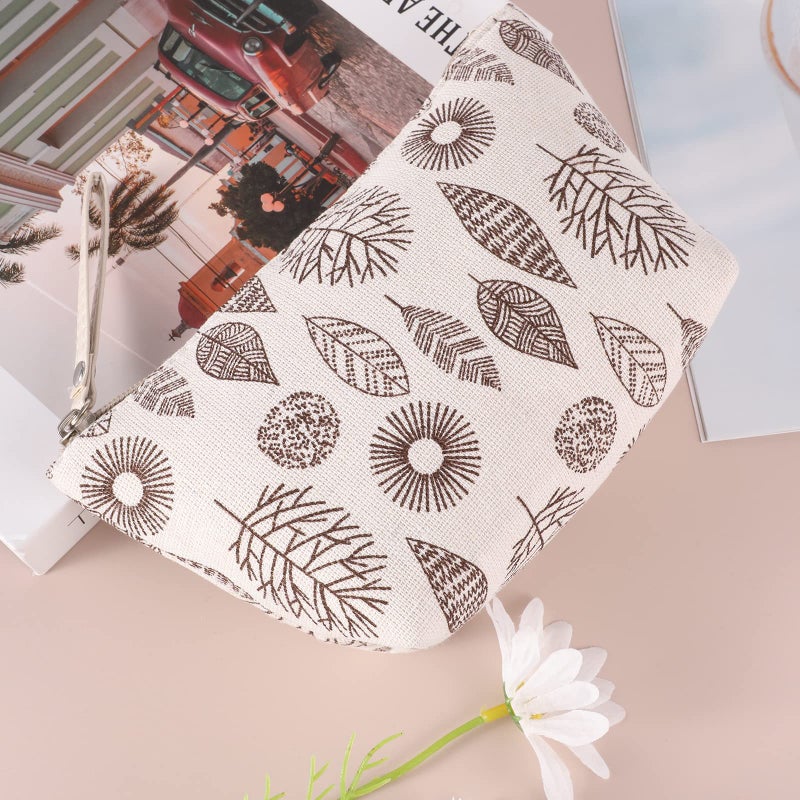 SUMAJU 4 Pcs Canvas Cosmetic Bag, Multi-function Travel Makeup Bag Cosmetic Pouch with Zipper Travel Toiletry Bag Small Makeup Pouch Christmas Gifts Stocking Stuffers for Women - Image 5