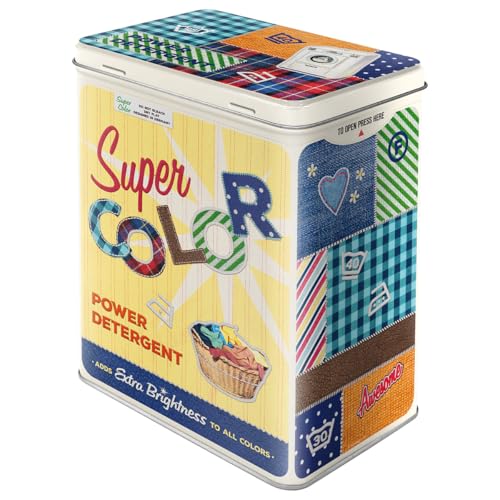 Nostalgic Art Nostalgic-Art Retro storage tin box L, 101.4 oz, Super Color Detergent – Gift idea for your home, large metal washing powder can, vintage design - Image 1
