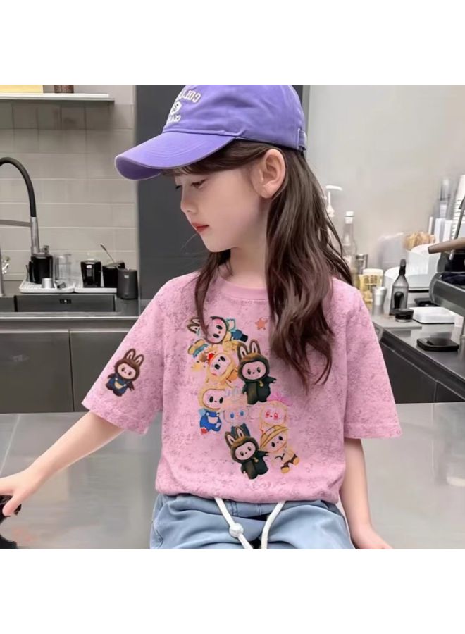 Summer New Style Children's Cartoon Short-sleeve T-shirt For Boys And Girls, Versatile, Stylish, Cute, Fashionable Top
