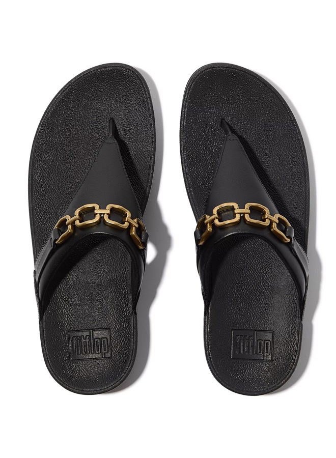 FitFlop صنادل فيتفلوب للنساء لولو بسلسلة مربعة من الجلد، سوداء، 38 EU - Image 4