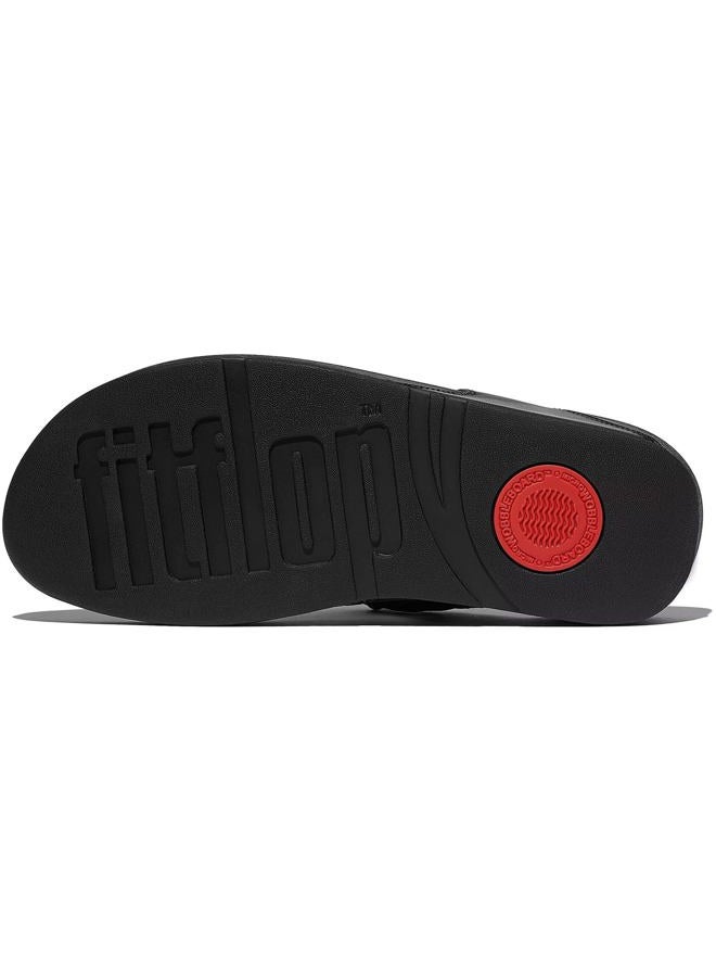 FitFlop صنادل فيتفلوب للنساء لولو بسلسلة مربعة من الجلد، سوداء، 38 EU - Image 5