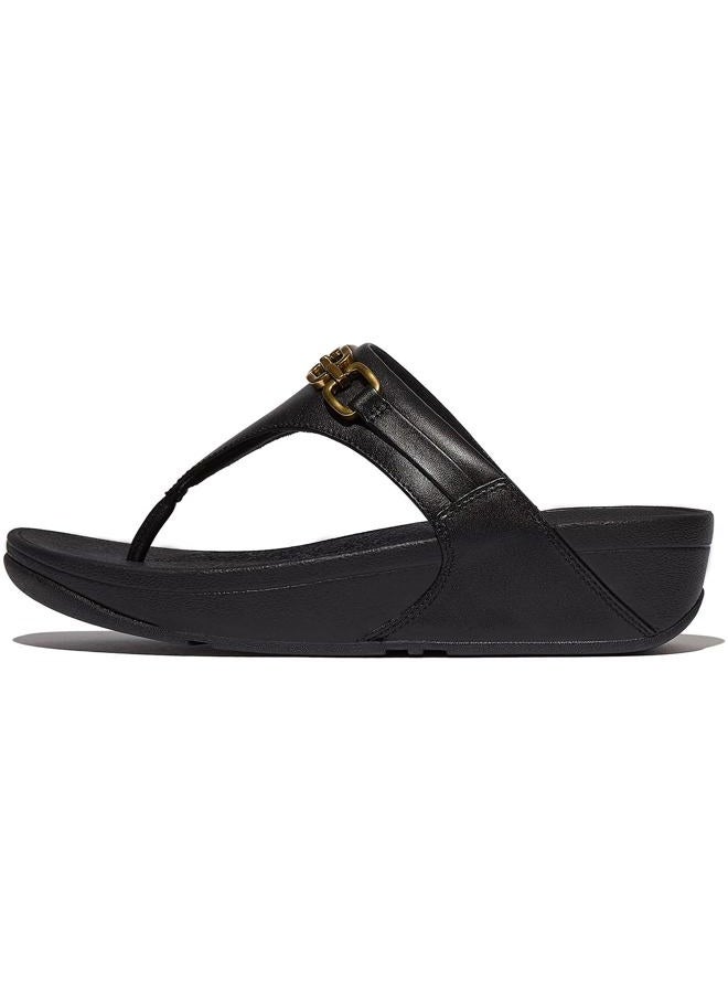 FitFlop صنادل فيتفلوب للنساء لولو بسلسلة مربعة من الجلد، سوداء، 38 EU - Image 1