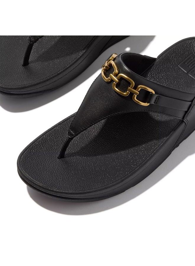 FitFlop صنادل فيتفلوب للنساء لولو بسلسلة مربعة من الجلد، سوداء، 38 EU - Image 3