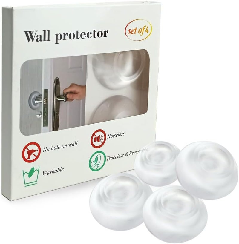 GOGO Clear Plastic Door Stopper Wall Protectors (4 Pack) - Adhesive, Reusable, and Quiet Bumper Shield for Your Home - Image 1