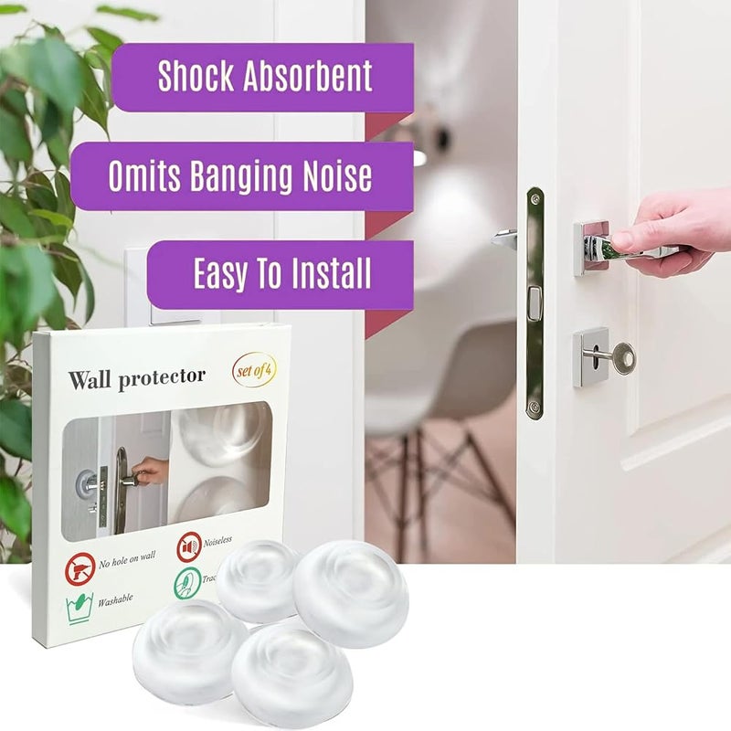 GOGO Clear Plastic Door Stopper Wall Protectors (4 Pack) - Adhesive, Reusable, and Quiet Bumper Shield for Your Home - Image 2