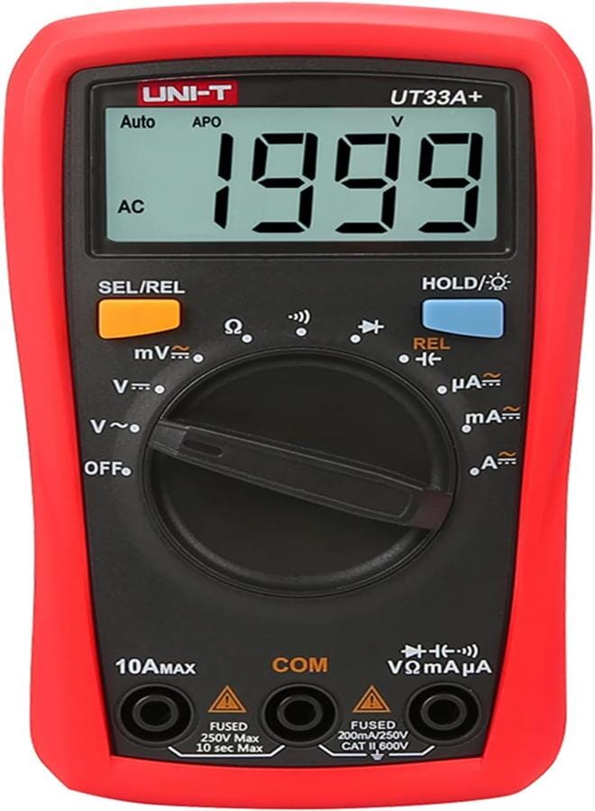 UNI-T Uni-T Ut33A+ Palm Size Digital Multimeter With 2Mf Capacitance Test, 2 Meters Drop Test, Precision Protection, Ac-Dc V, Ac-Dc A, Resistance, Diode, Continuity, Auto Range Etc.