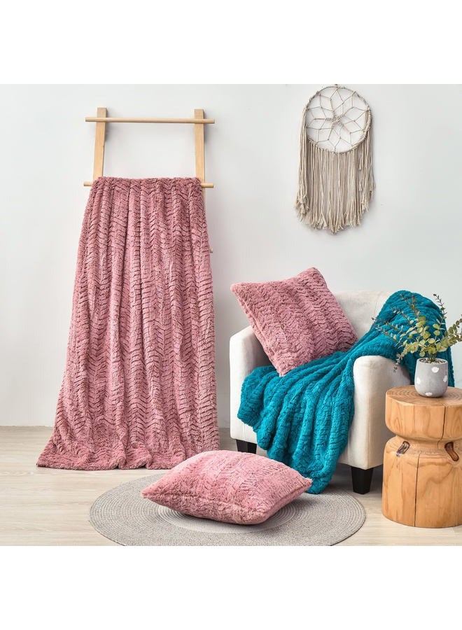 YUSOKI Luxury Faux Fur Blanket for Queen Size Bed 2 Layers,7.3lb,All Ages,Home Decoration Without Pillows (Pink,90"x90") - Image 3