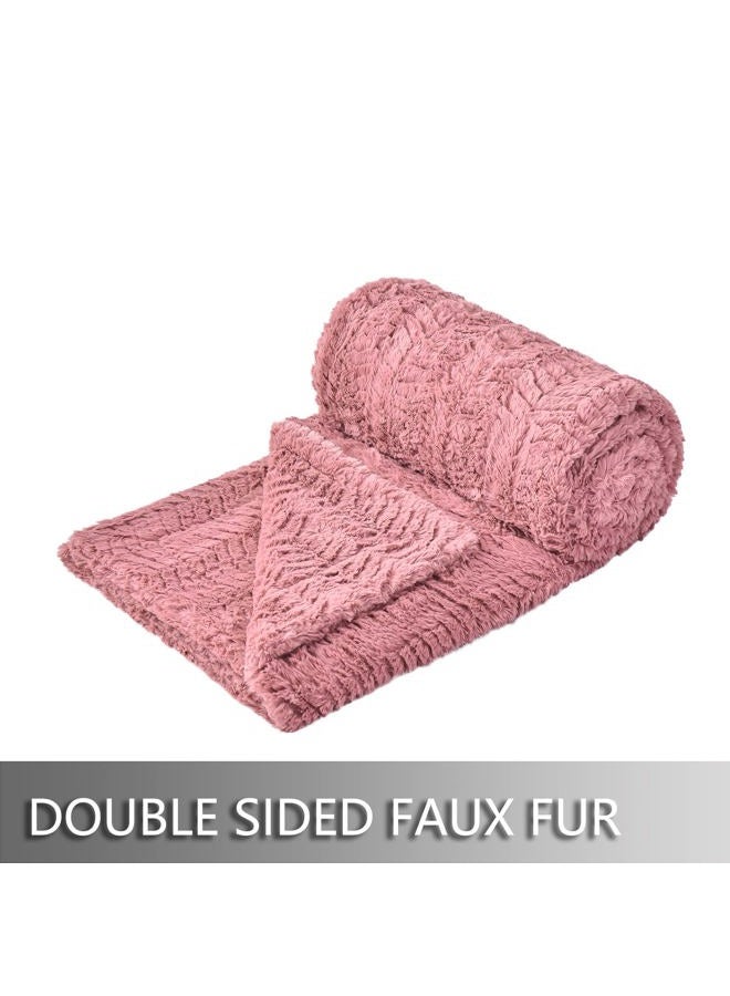 YUSOKI Luxury Faux Fur Blanket for Queen Size Bed 2 Layers,7.3lb,All Ages,Home Decoration Without Pillows (Pink,90"x90") - Image 2