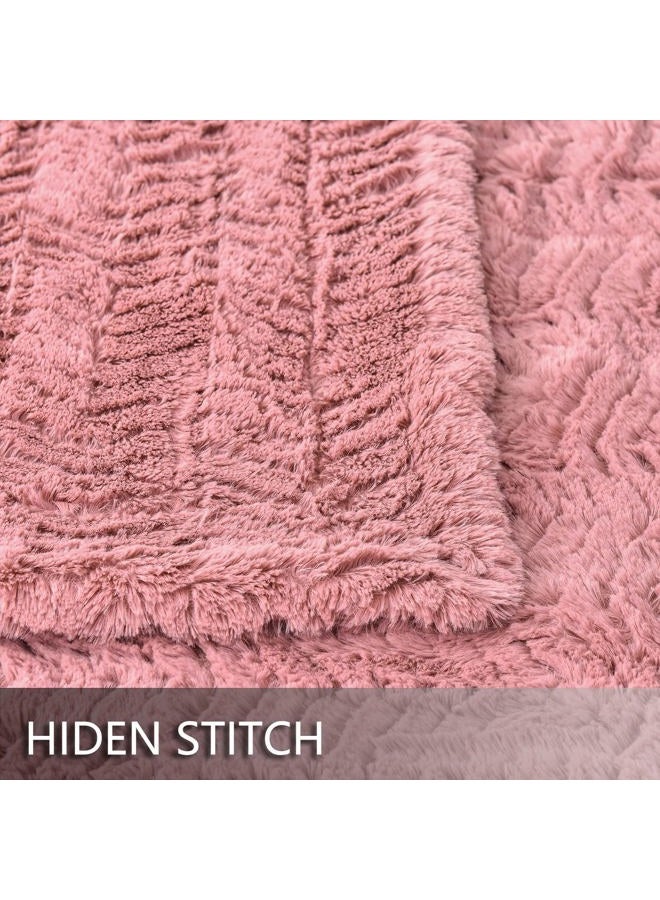 YUSOKI Luxury Faux Fur Blanket for Queen Size Bed 2 Layers,7.3lb,All Ages,Home Decoration Without Pillows (Pink,90"x90") - Image 5