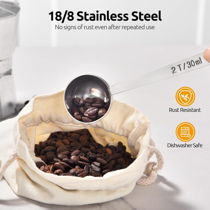 U-Taste Integrated practical design 18/8 Stainless Steel Coffee Scoop: 10.8cm Long Handle Coffee Measuring Spoon Scooper, Metal Scale Spoon for Ground Coffee, Bean, Espresso, Sugar, Powder in Container (2Tbsp/30ml, Silver) Permanent & temporary usable - Image 3