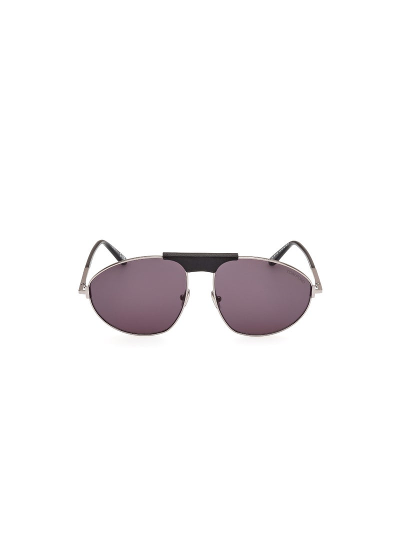 TOM FORD Men's Pilot Shape Metal Sunglasses FT109514A60 Lens Size: 60 Millimeter - Shiny Light Ruthenium  - Image 2
