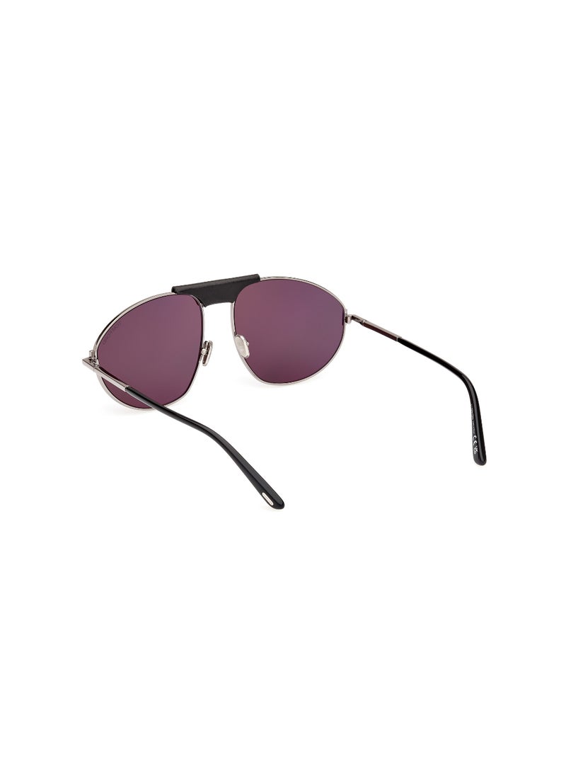 TOM FORD Men's Pilot Shape Metal Sunglasses FT109514A60 Lens Size: 60 Millimeter - Shiny Light Ruthenium  - Image 5