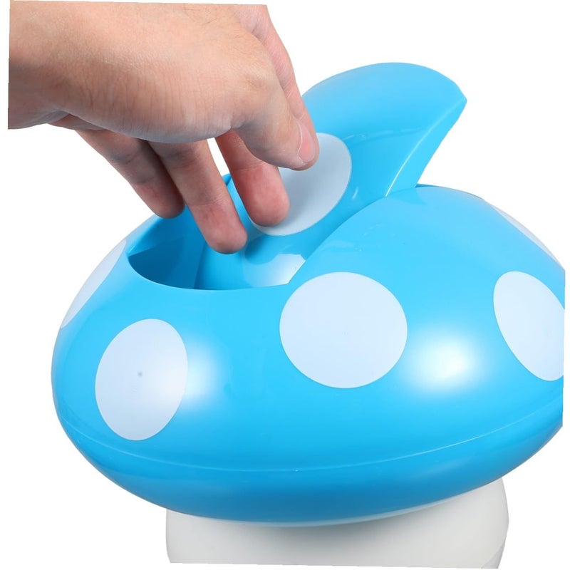 Mushroom Shaped Small Desktop Trash Can With Swing Lid Blue Mini Wastebasket For Office Bedroom Living Room Table Indoor Use - Image 5