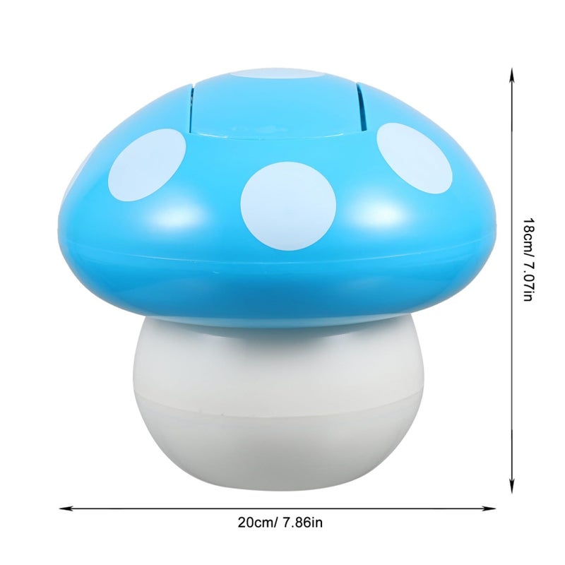 Mushroom Shaped Small Desktop Trash Can With Swing Lid Blue Mini Wastebasket For Office Bedroom Living Room Table Indoor Use - Image 3