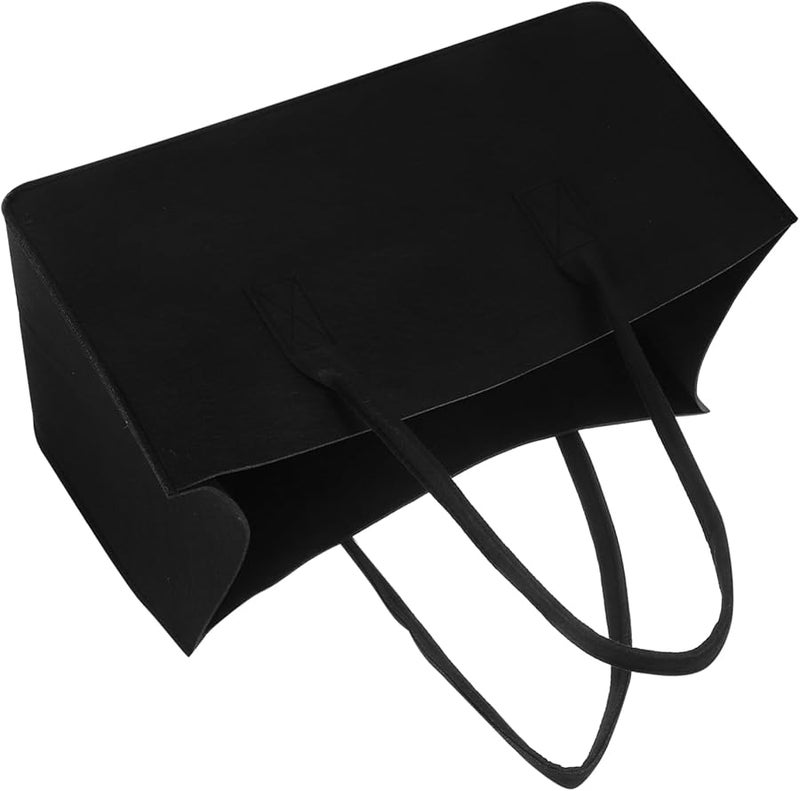 حقيبة حامل حطب من اللباد المقاوم للماء أسود متعددة الوظائف للتخزين المنزلي والتخييم - Image 2