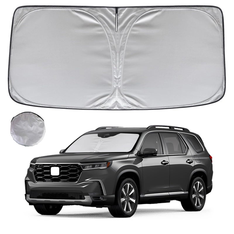 Windshield Sun Shade Suv Size Silver - Foldable Front Window Shade for Car Interior Protection - Image 1