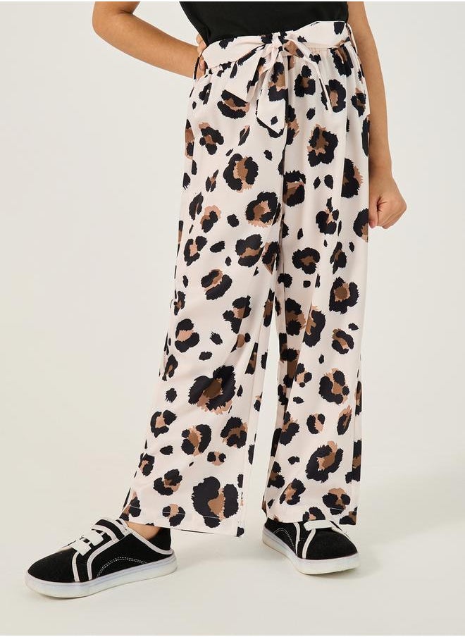 Styli - Solid T-Shirt and Animal Print Pants Set - Image 1