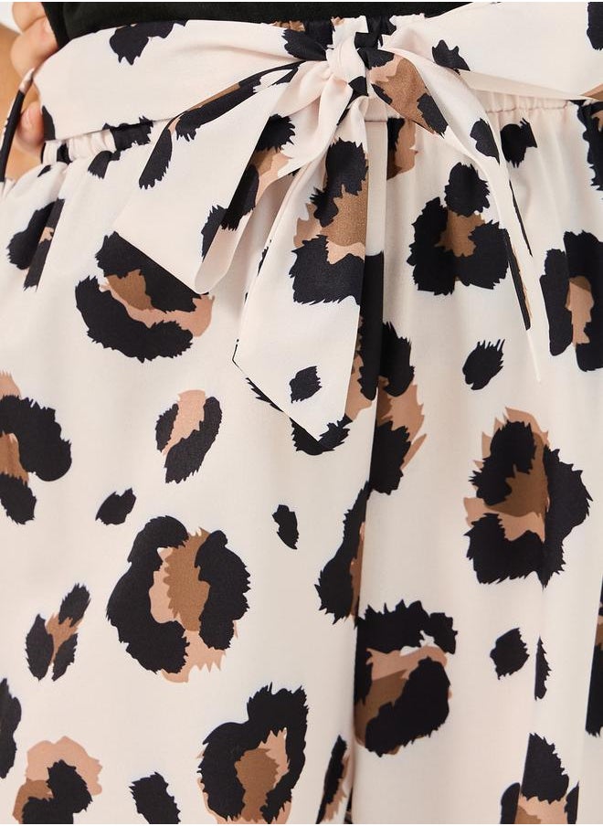 Styli - Solid T-Shirt and Animal Print Pants Set - Image 1