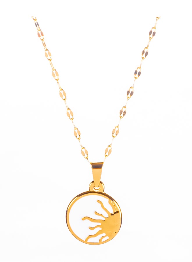 The Black Pearl Accessories Golden Stainless Steel Necklace with a Sun Pendant - White - Image 1