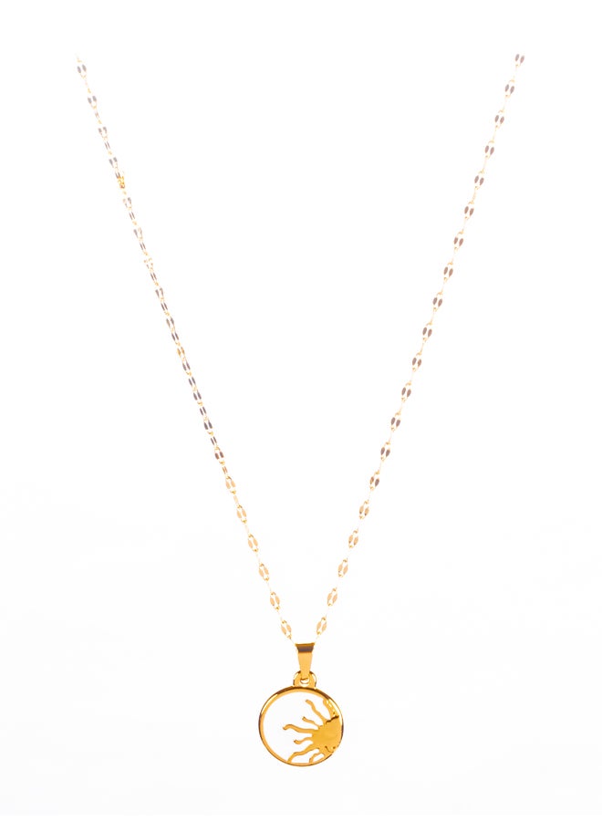 The Black Pearl Accessories Golden Stainless Steel Necklace with a Sun Pendant - White - Image 2