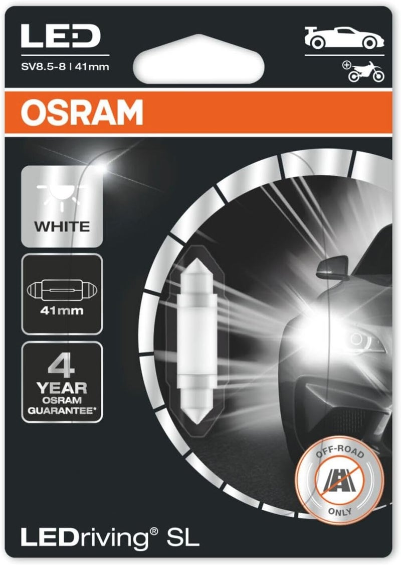 OSRAM LEDriving SL, ≜ C5W (41 mm), Signal lights, White 6000K, LED Retrofit, off-road use only, Single pack (1 lamp) - Image 1