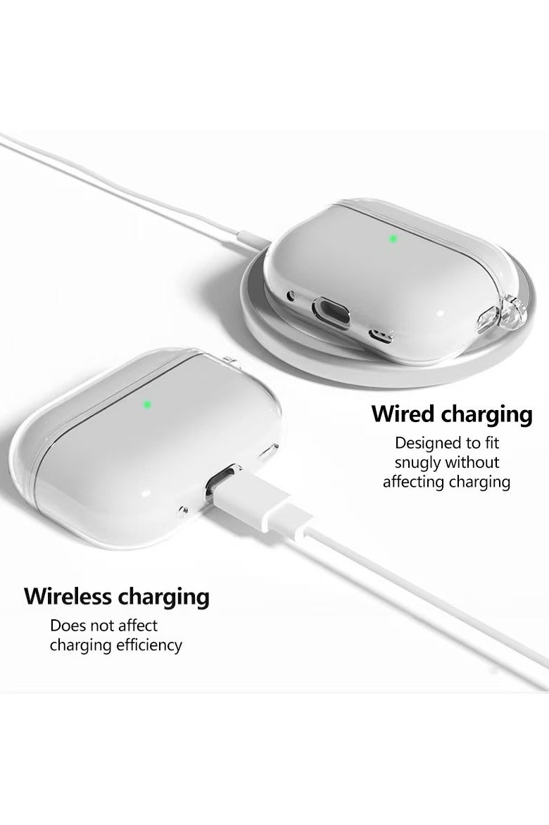دكينج حافظة شفافة لسماعة ابل AirPods pro 3 [2025] مرفق تسلق متضمن، اصفرار منخفض، شحن لاسلكي، مقاوم للصدمات، حماية كاملة حافظة سماعة رأس متوافقة مع ابل ايربودز برو 3 (شفاف) - Image 4
