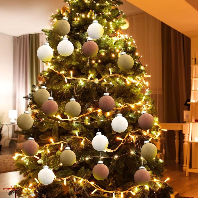 klarako 15 Pcs Velvet Christmas Balls, Bulk Flocked Christmas Tree Ball Ornaments Plastic Balls, Flocked Ball Ornaments, Xmas Decorative Hanging Ornaments Christmas Tree Decoration (B) - Image 4