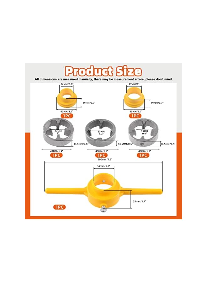 vesus 6Pcs PVC Thread Maker Tool, NPT Die Set with 3 Dies 1/2", 3/4", 1", Pipe Threader Plumbing Tool, PVC Tools Thread Maker Hand Tool for Home - Image 3