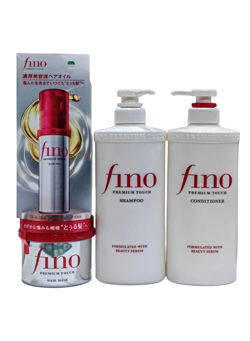 Fino Premium Touch Shampoo 550 ml and Conditioner 550 ml Hair Mask 230 ml Hair oil 70ml