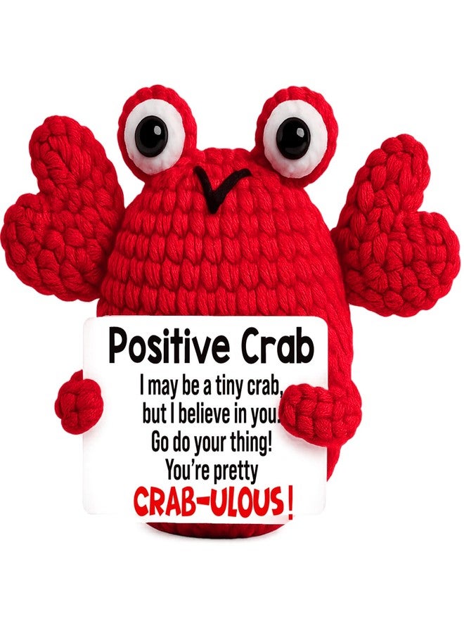 GiftMark Positive Crochet Crab, Birthday Gifts for Women Men, Mothers Fathers Day Graduation Gift for Him Her Mom Dad, Inspirational Support You're Pretty Crabulous Desk Decor for Son Daughter Friend Coworkers - Image 1