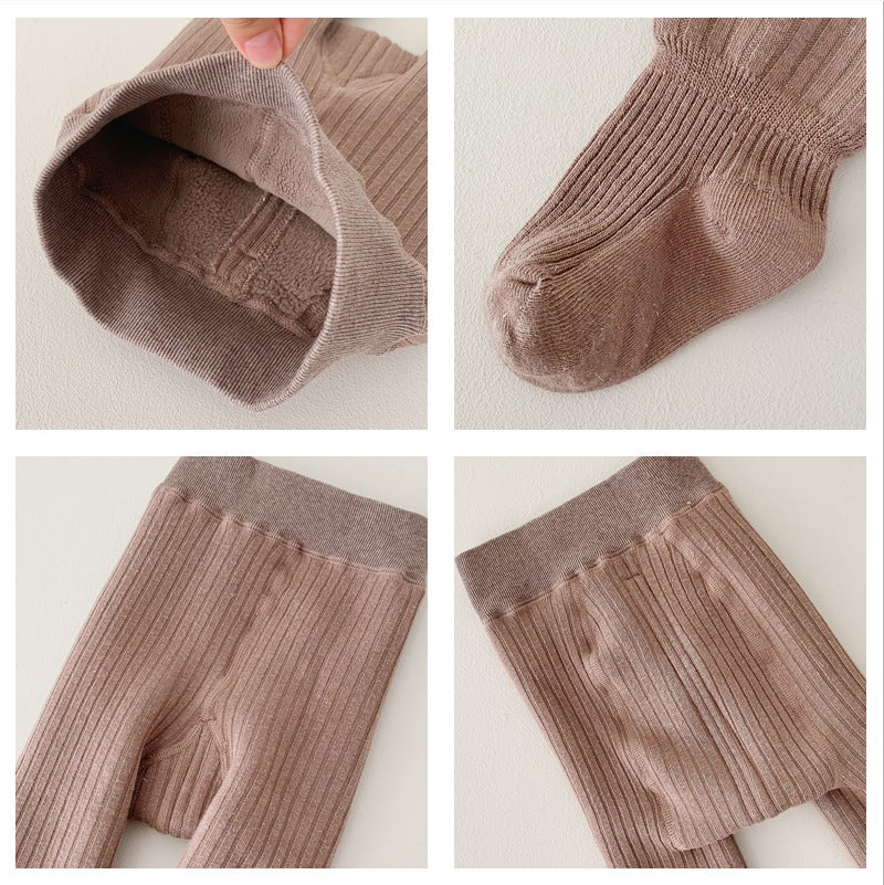 Children'S Pantyhose Plus Velvet Padded Small Flower Bow Pantyhose Female Baby Warm Bottomings - Image 4