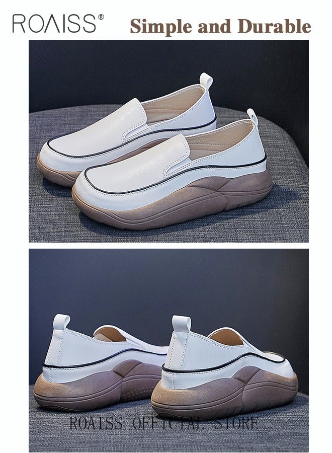 roaiss New Arrival Round Retro Thick Soles Fashionable Comfortable Shoes Women's Explosive Style Loafers Slip-On Casual Walking Sports Shoes Athlesiure Shoes  - Image 5