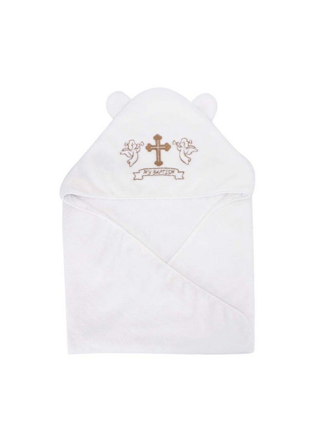 Estamico Unisex Baby Plush Hooded Bath Towels With Embroidery Cross And Cute Ears Baptism For Infants Toddlers & Kids  - Image 2