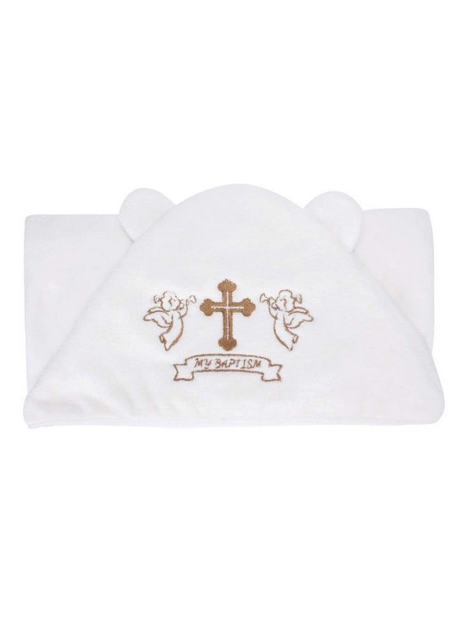 Estamico Unisex Baby Plush Hooded Bath Towels With Embroidery Cross And Cute Ears Baptism For Infants Toddlers & Kids  - Image 3