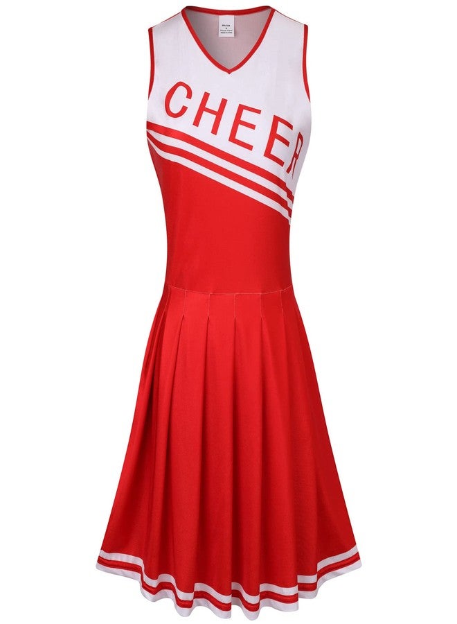 GRAJTCIN Girls Cheerleader Costume Dress for Kids Halloween Costume 13 Years Cheer Uniform Cheerleading Outfit (160,Red) - Image 3