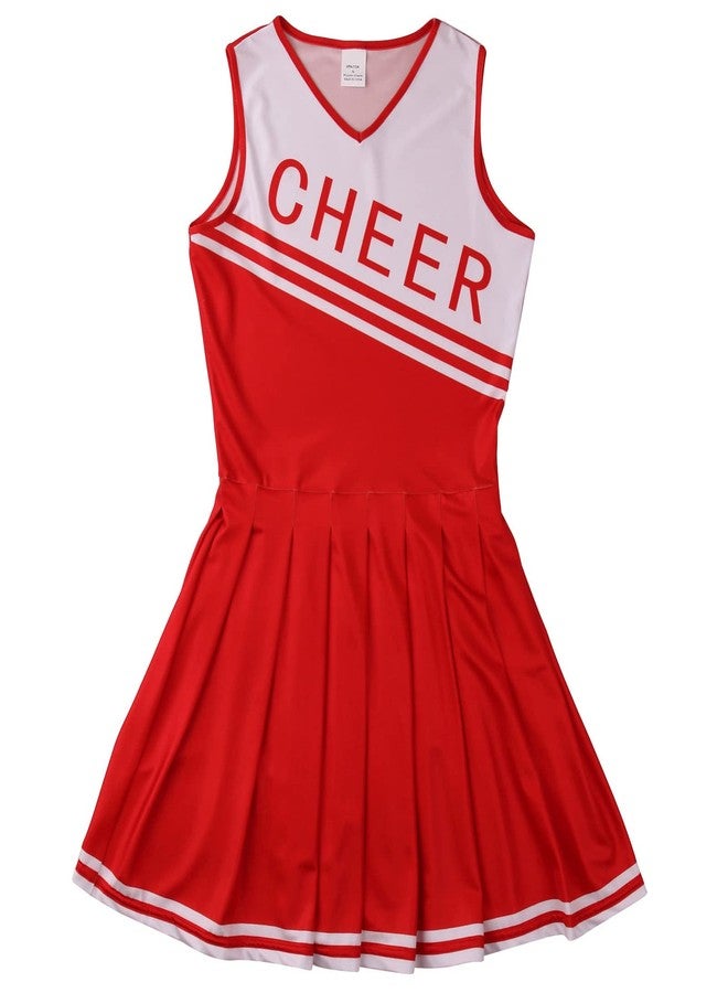 GRAJTCIN Girls Cheerleader Costume Dress for Kids Halloween Costume 13 Years Cheer Uniform Cheerleading Outfit (160,Red) - Image 4