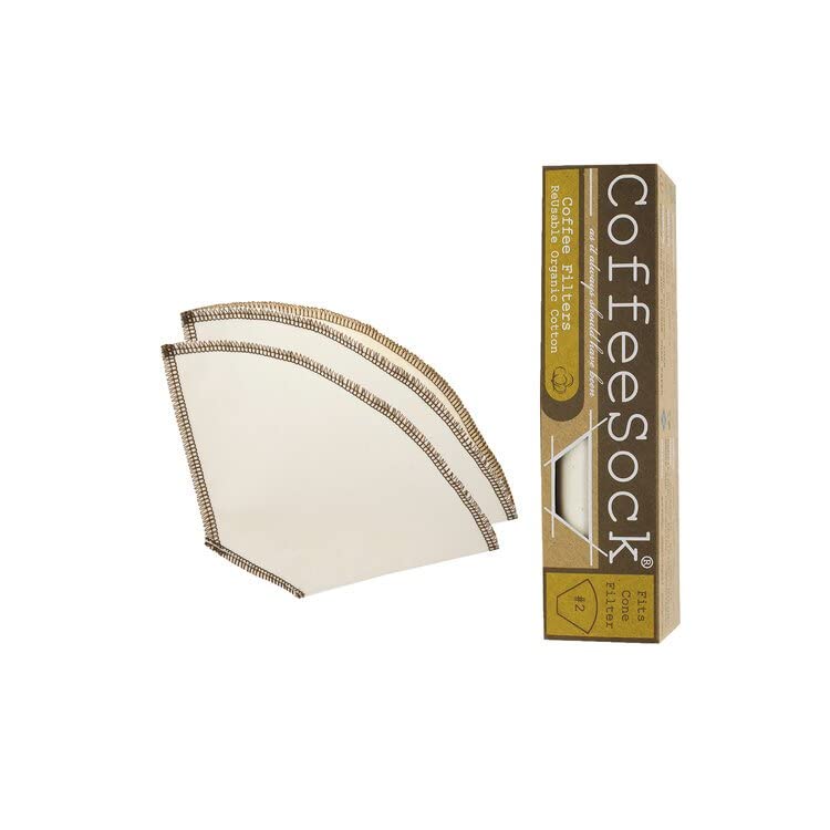 CoffeeSock ’The Original’ Reusable 100% Organic Cotton Coffee Filters - 2 pk Cone #2 Filters | Coffee Sock Cloth Drip 2 Coffee Filter | Organic Cotton Alternative - Zero-Waste & Eco-Friendly - C2 - Image 2