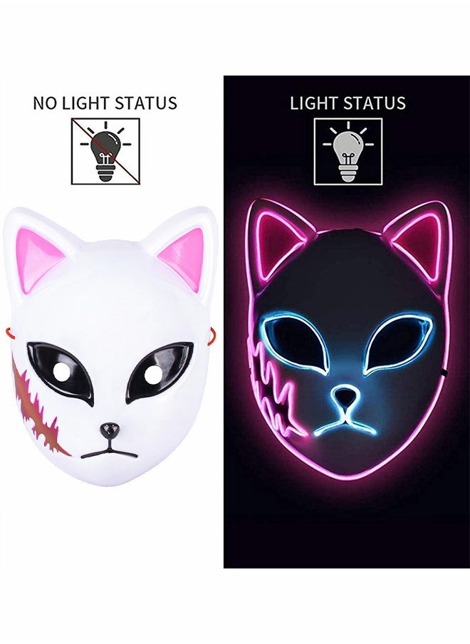 GROIC - Fox Mask LED Party Mask, Slayer Mask, Cosplay Mask, Japanese Anime Glow Mask, Photography Props Toys, Pretend Game Toys - Image 1