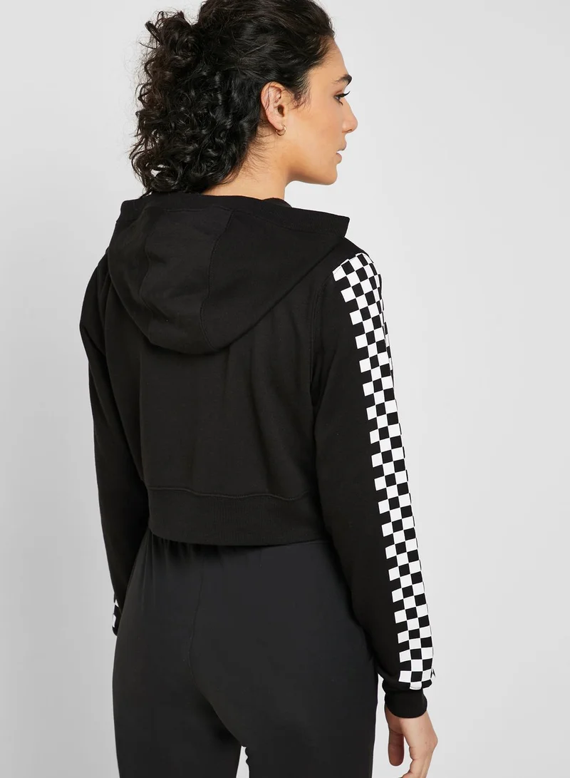 FOREVER 21 Checkered Sleeve Hooded Crop Jacket