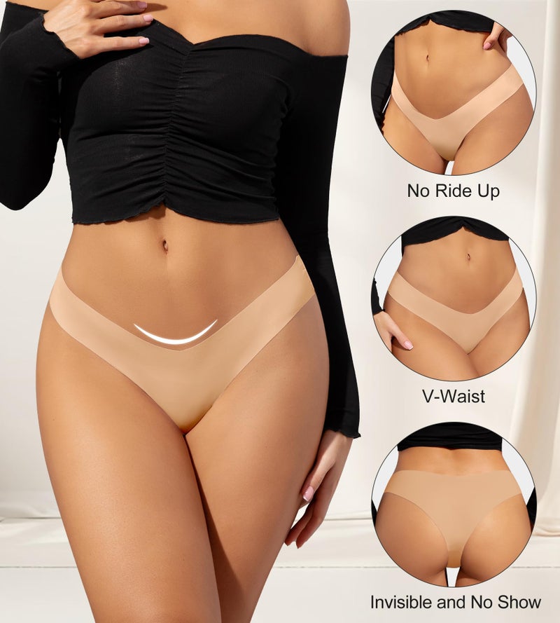 DEANGELMON Women Seamless Bikini Cheeky Underwear Invisible No Show Panties V-Waist Hipster Ladies Soft Stretch Multi Pack(7P1,S) - Image 2