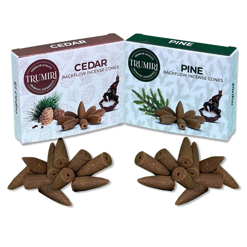 TRUMIRI TRUMIRI Backflow Incense Cones  Combo Pack of 20 Incense Cones Waterfall  10 Cedar  10 Pine  Incense Backflow Cones  Waterfall Incense Cones  Incense Waterfall Cones 