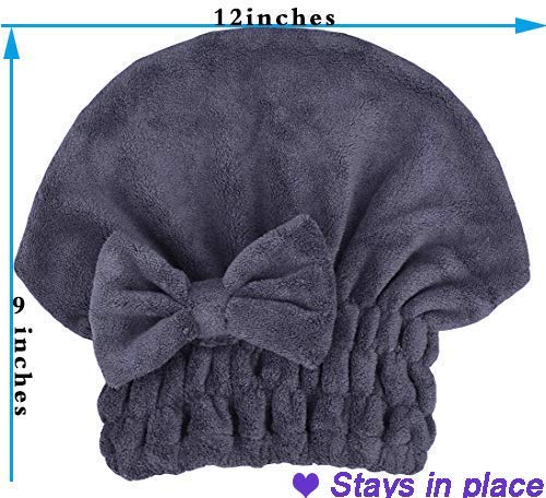 MAYOUTH Microfiber Hair Drying Towels Head wrap with Bow-Knot Shower Cap Hair Turban hairWrap Bath Cap for Curly Long & Wet Hair Gift for Women - Image 2