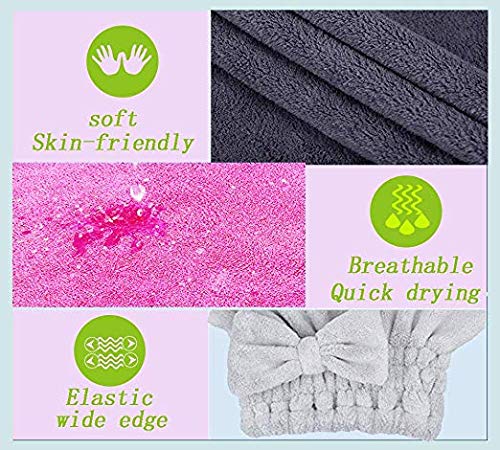 MAYOUTH Microfiber Hair Drying Towels Head wrap with Bow-Knot Shower Cap Hair Turban hairWrap Bath Cap for Curly Long & Wet Hair Gift for Women - Image 4
