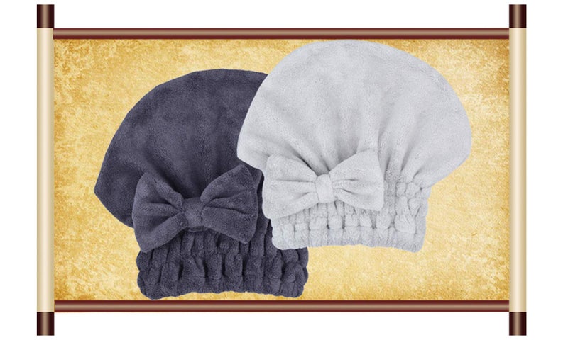 MAYOUTH Microfiber Hair Drying Towels Head wrap with Bow-Knot Shower Cap Hair Turban hairWrap Bath Cap for Curly Long & Wet Hair Gift for Women - Image 5
