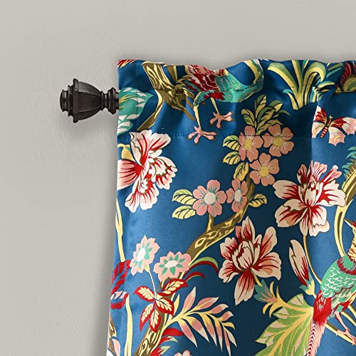 Lush Decor Dolores Light Filtering Valance Curtains Single 52 W x 18 L Navy Multi Valances for Windows Vintage Valance Floral Coquette Decor - Image 3