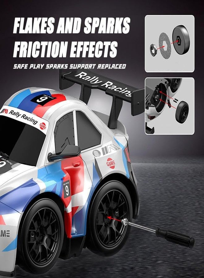 FEXXA سيارة FEXXA عالية السرعة للتحكم عن بعد مع تأثير شرارة | لعبة سباق قصيرة المحور تعمل بجهاز تحكم عن بعد بتردد 2.4 جيجاهرتز مع أضواء LED وإطارات انزلاق قابلة للاستبدال للأطفال والكبار (تأثير شرارة قصير المحور - أبيض) - Image 2